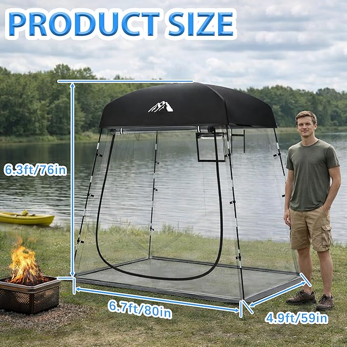 Sports Tent, Portable Sports Tent Shelter Fits 2-4 Persons,6.3FT Height Clear Bubble Tents for Sports Games and Camping,Providing Shelter from Wind and Rain (Black)