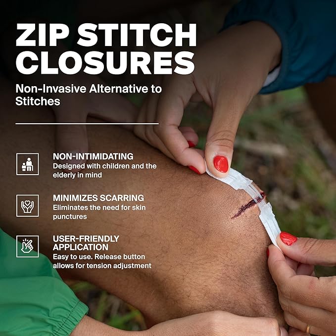 Zip Stitch Wound Closure Strips - First aid Kit - Repair Wounds Without Stitches - Zipstitch Sutures - Laceration Closures - 3 PCS