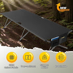 Oversized Camping Cot Foldable for Adults - Upgraded Version Easy-to-Assemble Sleeping Cots for Outdoor, Supports Campers up to 6.9ft or 450lbs, with Storage Bag, 82” L x 32” W (Black)