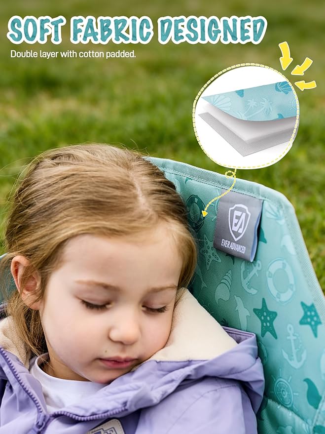 EVER ADVANCED Kids Hammock Chair Foldable, Kids Camping Chair with Stand Portable, Hammock Swing Chair with Cup Holder, Child Camping Gear Carry Bag for Traveling Outdoor Patio Supports 125LBS Green