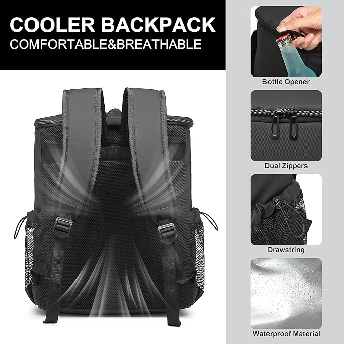 Backpack Cooler for Men and Women Insulated Waterproof Soft Lightweight Cooler Bag Leakproof 30 Cans Travel Camping Picnic Beach