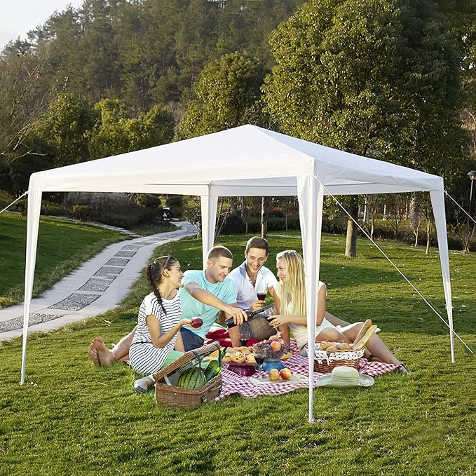 Smartxchoices 10' X 10' Outdoor White Waterproof Gazebo Canopy Tent with Removable Sidewalls Windows Heavy Duty Tent for Party Wedding Events Beach BBQ