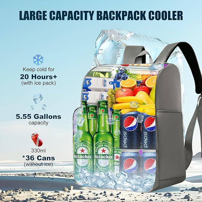 Backpack Coolers Insulated Leak Proof for Women Men, 35 Cans Large Capacity Waterproof Cooler Backpack, Soft Portable Cooler Bag for Beach Travel Camping Picnic Work