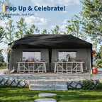 10x20 Pop Up Canopy with 0/4/6 Sidewalls, Beach Ten with One Push Setup, Heavy Duty Outdoor Instant Canopy Tent with Portable Roller Bag, Silver Coated Top, 3 Adjustable Height, Sandbags
