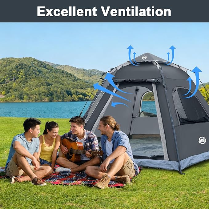 ADSMART Instant Tents for Camping 2/3/4/5 Person Tent Waterproof Easy Setup Sets Up Backpacking Tents with Carry Bag for Outdoor Hiking