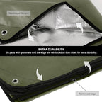 RedSwing 2 Pack Heavy Duty Waterproof Emergency Thermal Tarp, Insulated Survival Blanket for Outdoor Camping, Hiking, and Emergency Shelter, Green+Black