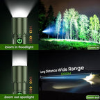 Magnetic Flashlight Rechargeable,2000LM 5000mAh Flashlights High Lumens with 18 Modes,Waterproof, Adjustable,Powerful Flash Light,Multi-Flashlights for Home,Car,Hiking,Camping(1, Green)