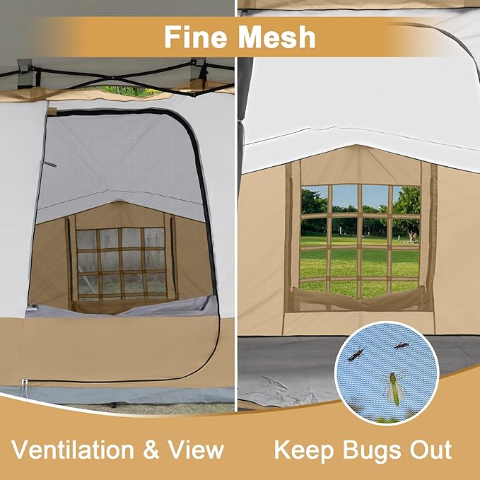 KAMPKEEPER Canopy Side Tent, Camping Canopy Tent for 10x10 Pop Up Canopies, Cube Tents, Gazebo Room Compatible with 10' Wide Canopies(Canopy Not Included)