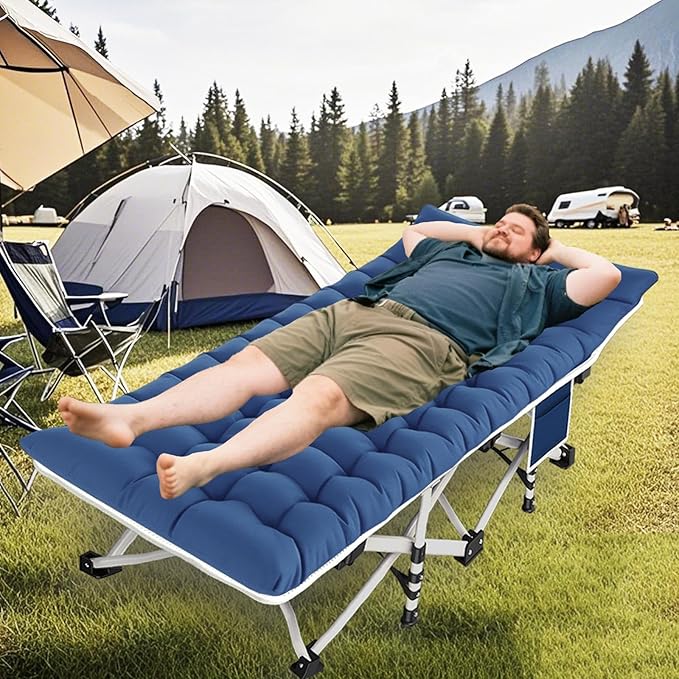 Camping cot with Mattress Comfortable Camping Cots for Adults with Carry Bag Portable Folding Cot Easy to Install Guest Bed Outdoor Indoor