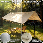 DANCHEL OUTDOOR B2 Portable Yurt with Stove Jack for Winter Camping, 4 Season Bell Tent Large Hot Tent 4/6 Person Family Camping Glamping Party 300D Oxford Khaki, 13ft/16.4ft