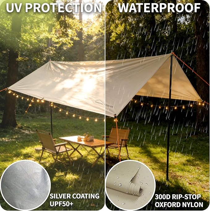 DANCHEL OUTDOOR B2 Portable Yurt with Stove Jack for Winter Camping, 4 Season Bell Tent Large Hot Tent 4/6 Person Family Camping Glamping Party 300D Oxford Khaki, 13ft/16.4ft