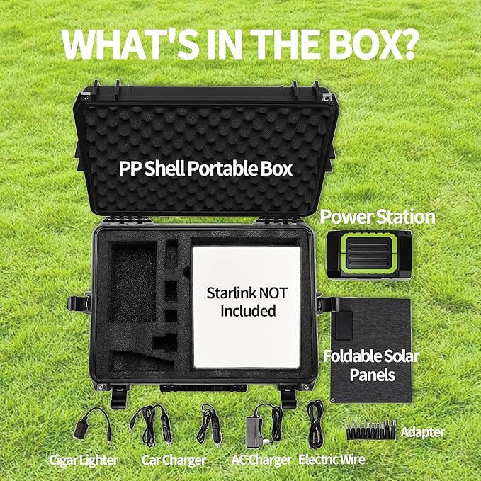 TXL Starlink Mini Battery Kit, Portable Power Case with 145Wh Power Supply & 40W Solar Panel, 200W AC Output, USB/DC Port, Emergency Power Kit for Camping, RV (Starlink Not Included)