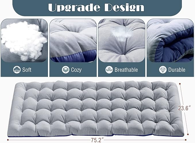 ABORON Patio Lounge Chair, Folding Guest Bed Cot for Adults, 500LB Heavy-Duty Capacity, Portable Extra Bed with Comfort Mat, Quick Fold Design for Indoor Guest Stays & Temporary Use