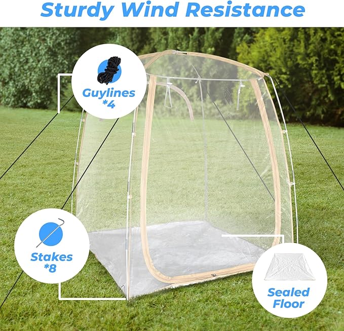 All Weather Proof Pod Sports Tent,Outdoor Weather Tent Sports Pod Pop Up Shelter with Sealed Floor,2-4 Person Clear Tent for Sport Event,Camping,Fishing 8 Sizes & Multicolor