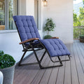 PURPLE LEAF Oversized Outdoor Reclining Chair Patio Zero Gravity Chaise Lounge Folding Chair with Removable Cushion Adjustable Headrest for Lawn Camping Beach Pool Navy Blue