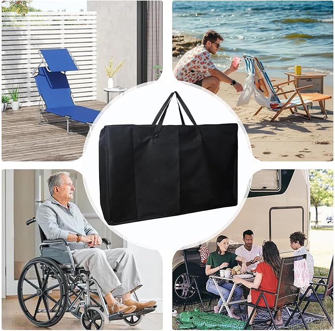 Folding Chair Storage Bag - Heavy Duty Camping Organizer, Portable Recliner Holder, Durable Gear Pouch, Large Carry Case | Travel Accessory for Towels Tent Wheelchair Yoga Mat Outdoor Use Utility Kit