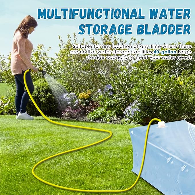 3 Pack 40 Gallon Water Storage Bladder, Heavy Duty Food-Grade Plastic Bag, BPA-Free, Foldable and Resuable. Ideal for Emergency Water Bank, Camping, Gardening & Agricultural Irrigation