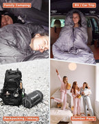 KingCamp Sleeping Bag for Adults, Cold Weather & Warm Extra Wide Big & Tall XL Portable Waterproof Flannel Sleeping Bags, Essentials Gear Accessories for Camping Backpacking Hiking Indoor & Outdoor