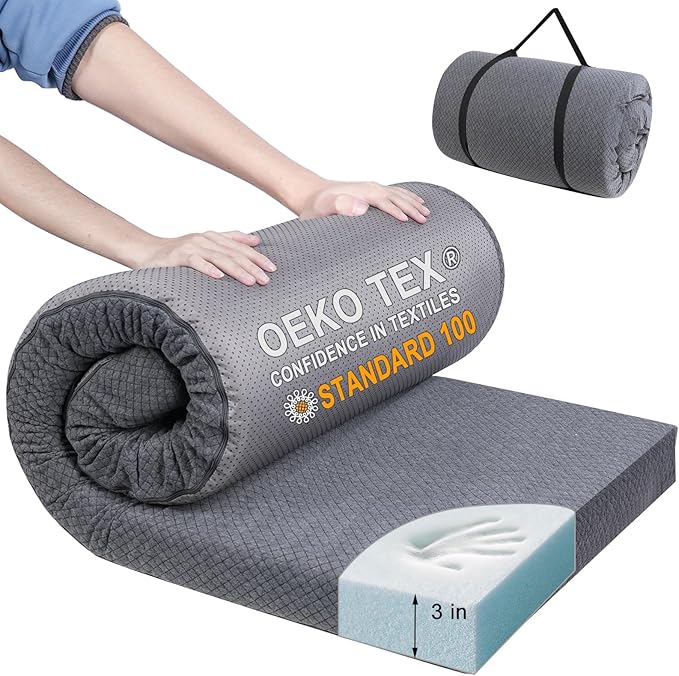 Extra Thick Memory Foam Camping Mattress - 72" x 24" Portable Sleeping Pad for Adults, Folding Camping Bed Mat, Lightweight Cot Mattress Topper for Outdoor, RV, Travel & Backpacking