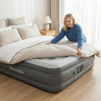 Naturehike Pongee Fabric Queen Air Mattress with Self-Stop High-Speed Built in Pump, 15.8" Thicken Deluxe Blow Up Mattress Waterproof, 2-Min Fast Inflatable Airbed for Home, Camping, Guests, Travel