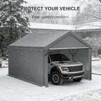 Carport 10x20ft Heavy Duty Canopy,Portable Garage Party Tent,Portable Garage with Removable Sidewalls & Doors All-Season Tarp for Car,Truck,Party Grey