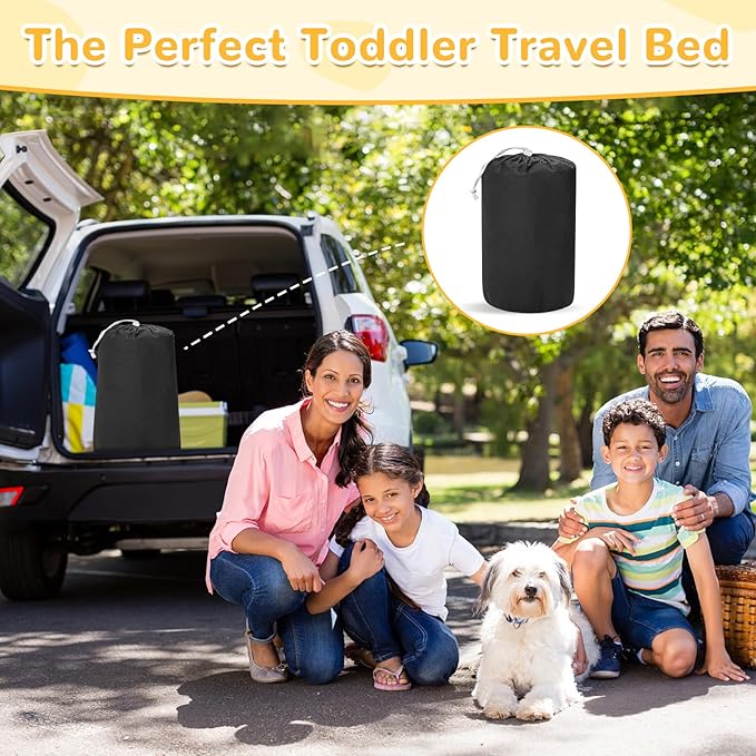 Inflatable Toddler Travel Bed - Portable Toddler Kids Travel Bed with Safety Sides Complete Kids Air Mattress Set with High-Speed Pump, Ideal for Vacation Camping and Sleepover (60 Inches)