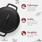 Cuisinel Cast Iron Dutch Oven - 5-Quart Deep Pot + Lid + Pan Scraper + Handle Cover Grips - Large Pre-Seasoned Cooker for Baking Bread, Soup, Frying - Indoor/Outdoor Kitchen, Camping, Fire, BBQ Safe