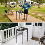 VINTEAM Camping Folding Grill Table | 3 Adjustable Heights | Lightweight, Portable Aluminum Table for BBQs, Picnic, and Outdoor Use | Mesh Desktop, 66lbs Weight Capacity