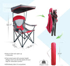 ALPHA CAMP Heavy Duty Canopy Camping Chair, 350 lbs Capacity Oversized Folding Chair with Adjustable Sunshade, Portable Sunshade Chair with Cup Holder for Beach, Fishing, Outdoor