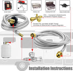 4-Port Propane Brass Tee kit with 5FT and 12FT Stainless Braided Hose, Tee Adapter Kit Allows for Connection Between Auxiliary Propane Cylinder and Propane Appliances for Motorhomes Tank RV Camping