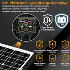 SOLPERK Solar Panel Kit 20W 12V, Waterproof Solar Battery Trickle Charger Maintainer + Smart MPPT Controller + Adjustable Mount Bracket for Boat Car RV Motorcycle Marine Automotive