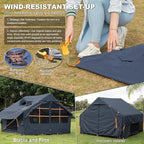 Inflatable Camping Tent,2/4/6/8 Person Glamping Inflatable Tents with Awning, Quick Setup Blow Up Tents with Pump, Waterproof Oxford Inflatable House for Camping, Air Glamping Hot Tents for Adult