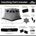 Obsidian - Heavy Duty 4 Season Camping Shelter, 6-8 Person Capacity, Instant Pop-Up Tent, Insulated and A/C Ready, Removable Floor for Easy Cleaning or Ice Fishing