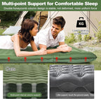 CAMULAND Double Camping Sleeping Pad, 4.7" Ultra-Thick Self Inflating 2 Person Inflatable Mat with Built-in Pillow Foot Pump, Waterproof for Backpacking, Hiking, Tent, RV Travel,Olive Green