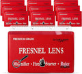 Fresnel Lens 4X Magnifier Pocket Wallet Credit Card Size • Ruler - Unbreakable Plastic for Home Office Classroom & Outdoor EDC Survival Kit Bushcraft (10 Pack Ruler/Magnifier - Red)