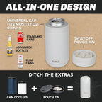 DUALIE Lower Deckie - Insulated 12 oz Can Cooler with Pouch Container - Universal Drink Holder with Built-in Pouch Bin - Choose Your Color