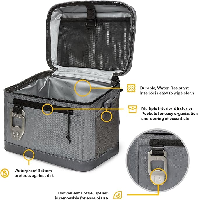 RTIC 8 Can Everyday Cooler, Soft Sided Portable Insulated Cooling for Lunch, Beach, Drink, Beverage, Travel, Camping, Picnic, for Men and Women