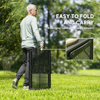 Outsunny Folding Grill Table, 4.5 ft Portable Camping Table with 2 Wing Panels, Height Adjustable Metal Outdoor Table with Mesh Desktop for Picnic, Beach, BBQ, Party, Black