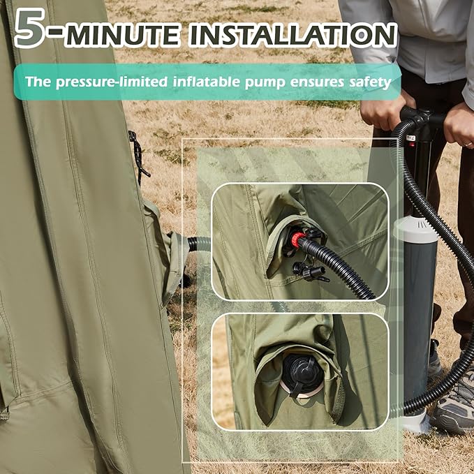 YOLENY Inflatable Tents for Camping, 6-12 Person Blow Up Tent with TPU Skylight, Canopy, Mesh Windows, Stove Jack & Pump, 4 Season Large Inflatable Tent, Waterproof & Windproof