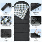 Sportneer Heated Sleeping Bag with 5 Heating Zones, Warm Flannel Cold Weather Sleeping Bag for Adults, 3 Heat Levels USB Powered (Power Bank Not Included), Winter Camping & Outdoor Hiking
