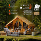 Inflatable Canvas Camping Tents with Stove Jack – Air Beam Blow Up Family Camping Tent for 2–6 People, Fast Setup Shelter with Hand Pump