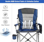 REDCAMP Oversized Tall Camping Chair for Adults 2 Pack, Portable High Folding Directors Chair, Foldable Bar Height Stool with Side Pocket for Lawn Sport, Blue