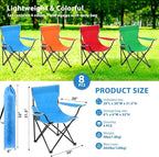 8 Pcs Folding Camping Chairs with Cupholder and Carry Bag Regular Size Portable Lightweight Lawn Chair with Mesh Side Pocket for Fishing Hiking Picnic Beach Outdoor Party (Classical)