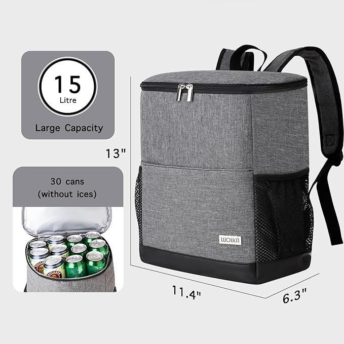 Insulated Cooler Backpack Outdoor - Leak Proof Backpack Cooler 30 Cans, Waterproof Lightweight Cooler Bag for 12h Hot/Cold Retention - Soft Cooler for Travel, Camping, Beach, Lunch