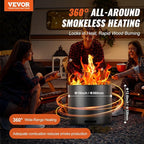 VEVOR Smokeless Fire Pit Stove Bonfire, H: 12.6 in x Dia: 15 in,Wood Burning Fireplaces with Removable Ash Pan, SUS430 Stainless Steel Inner Portable Outdoor Firepit, Ideal for Outdoor Patio Camping