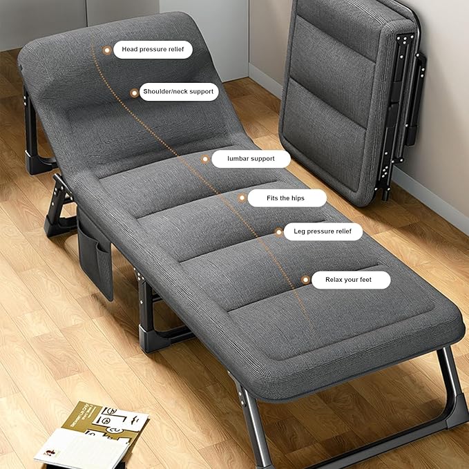 Roll Away Beds with Mattresses for Adults, Portable Folding Bed, Cot, Camping Cot, Portable Sleeping Bed for Office Use, Support 300lbs (Size : A)