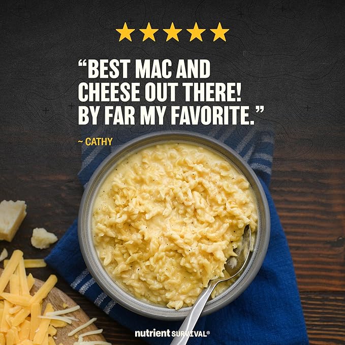 Triple Cheese Mac High Protein Meal (10 Servings) Freeze Dried Prepper Supplies & Emergency Food Supply, 40 Essential Nutritients, Shelf Stable Up to 25 Years, One Can