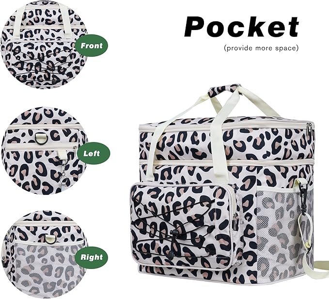 Soft Collapsible Insulated Sided Cooler - 60 Can Large Leakproof Picnic Beach Meal Prep Portable Travel Cooler for Shopping, Kayaking, Road Trips