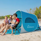 Wolfwise Pop up Beach Tent Sun Shelter with UPF50+ UV Protection, Instant Easy Setup Popup Beach Shade Canopy for 3 Person, Portable & Foldable with Carring Bag, 87 ×57×47 in, Blue