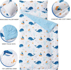 Bunnikins & Clover Toddler Nap Mat with Removable Pillow, Nap Mats for Preschool, Easy Clean Toddler Nap Pad for Kindergarten, Kids Sleeping Bag for Travel Camping